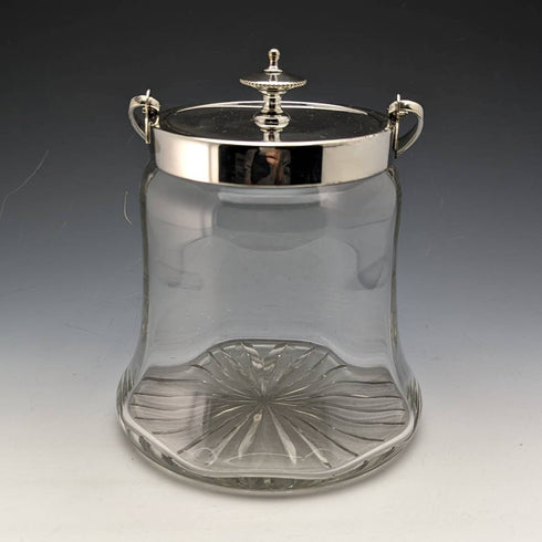 英國復古切割玻璃餅乾桶銀盤蓋 917g